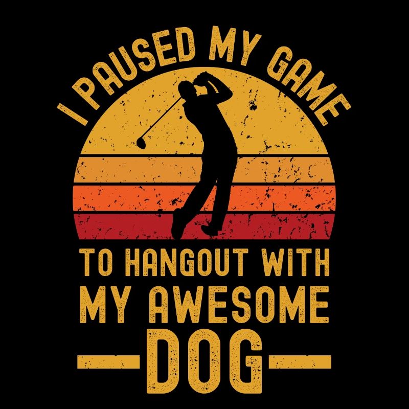 Golf et chien rétro vintage