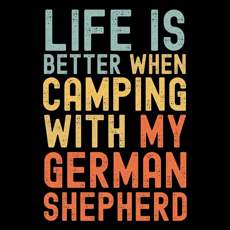 German Shepherd Camping retro vintage