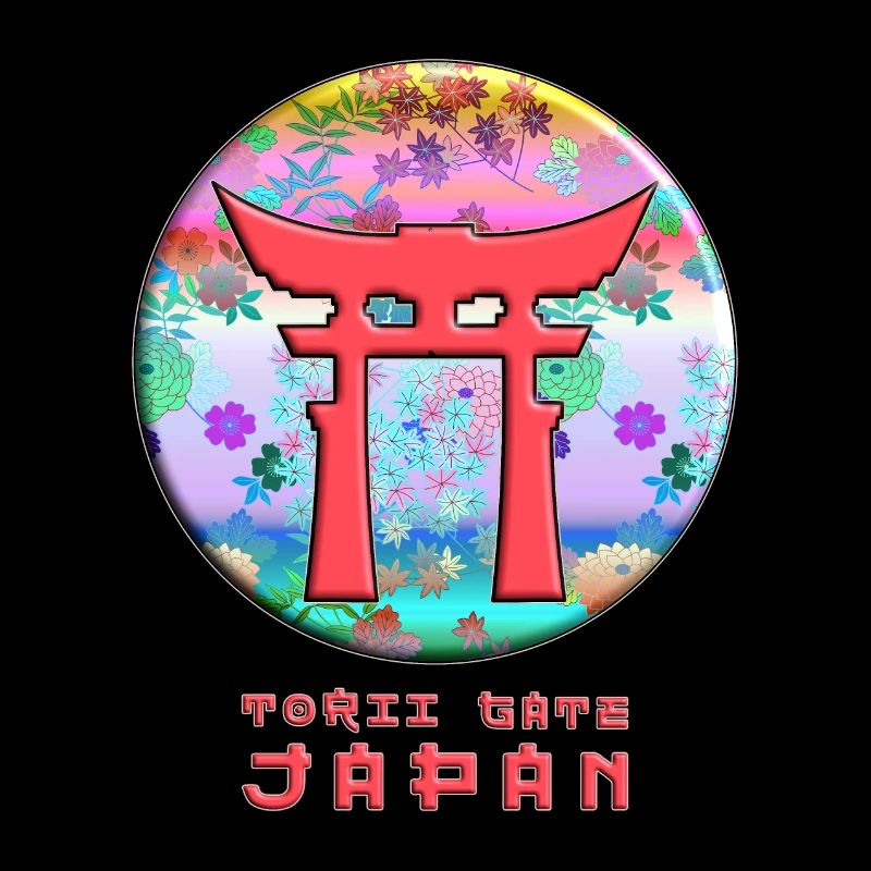 Torii Gate Shinto Japan Asian Floral Pattern