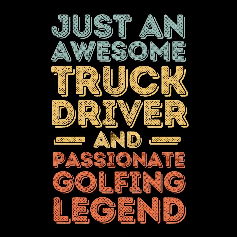 Truck driver golfing retro