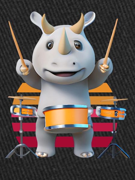 Drum-playing rhinoceros