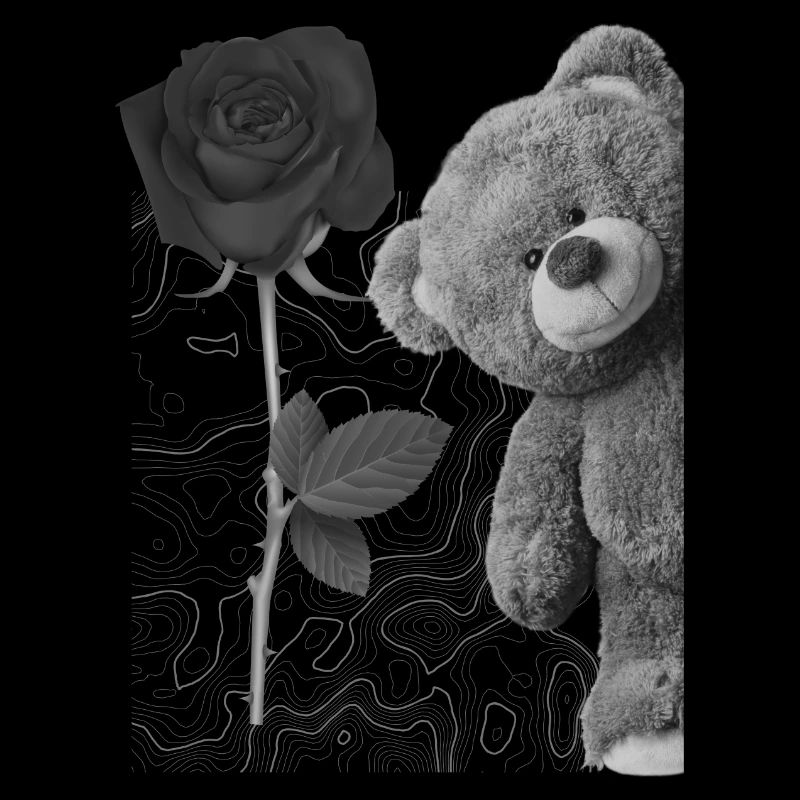 Ours en peluche avec rose