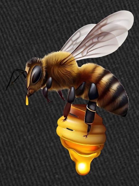 Bee with honeycomb