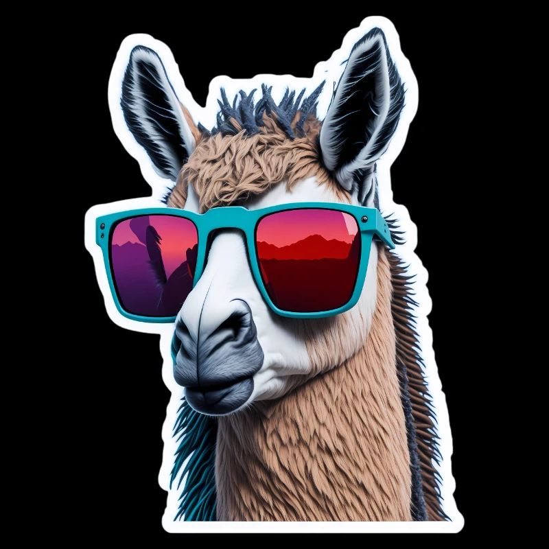 Lama mit Sonnenbrille Farbenfroh Lustig