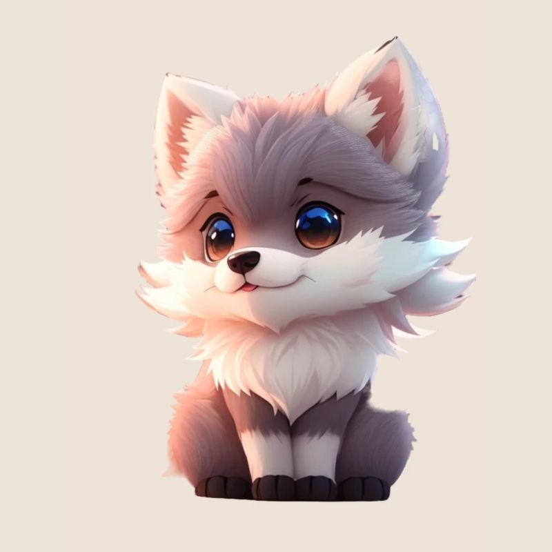 Cute Tiny Hyperrealistic Anime Wolf Tee, Pet