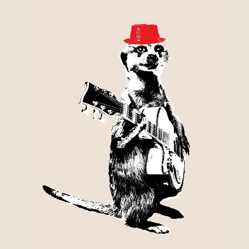 Suricate Guitariste White BG Red Hat