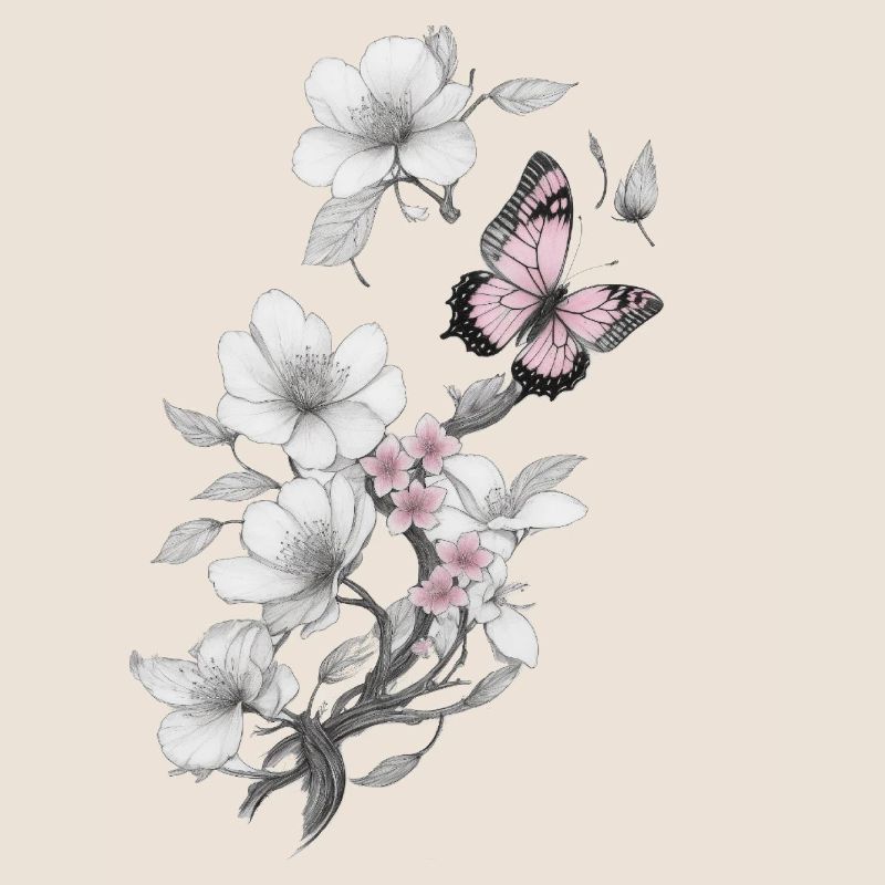 Papillon avec fleur