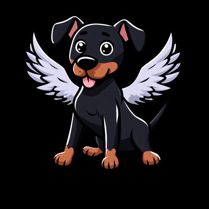 Engel Dobermann, Comic-Hund, Süße Illustration