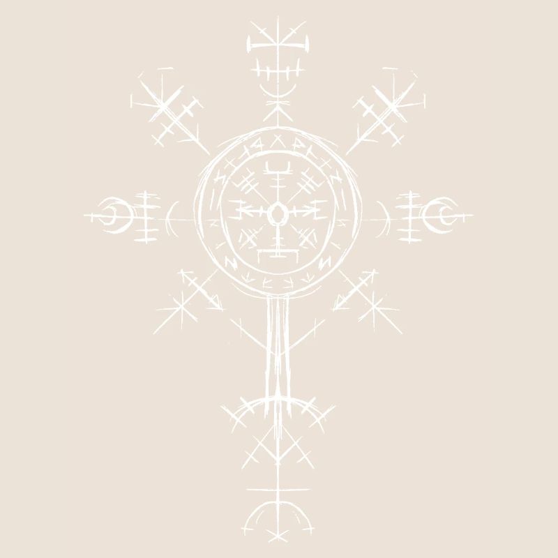 Weißer Wikinger Kompass Valhalla Vegvisir