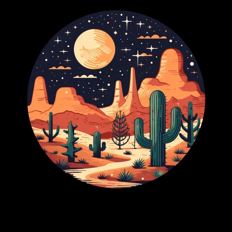 Cactus, Désert, Lune, Coucher De Soleil, Ciel Nocturne