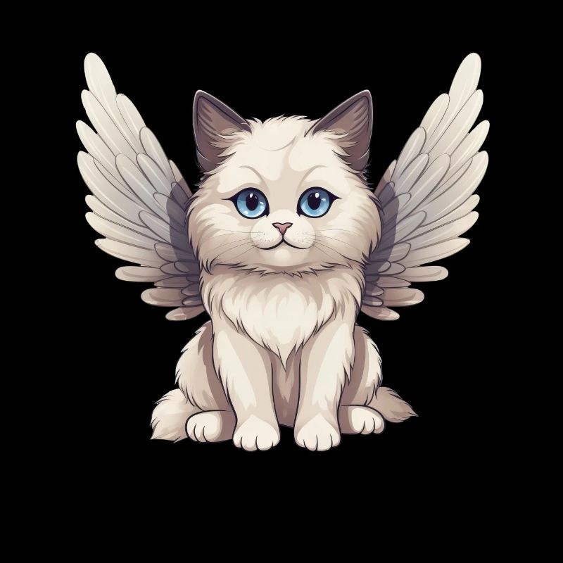 Süße Ragdoll-Katze als Comic-Engel mit Flügeln