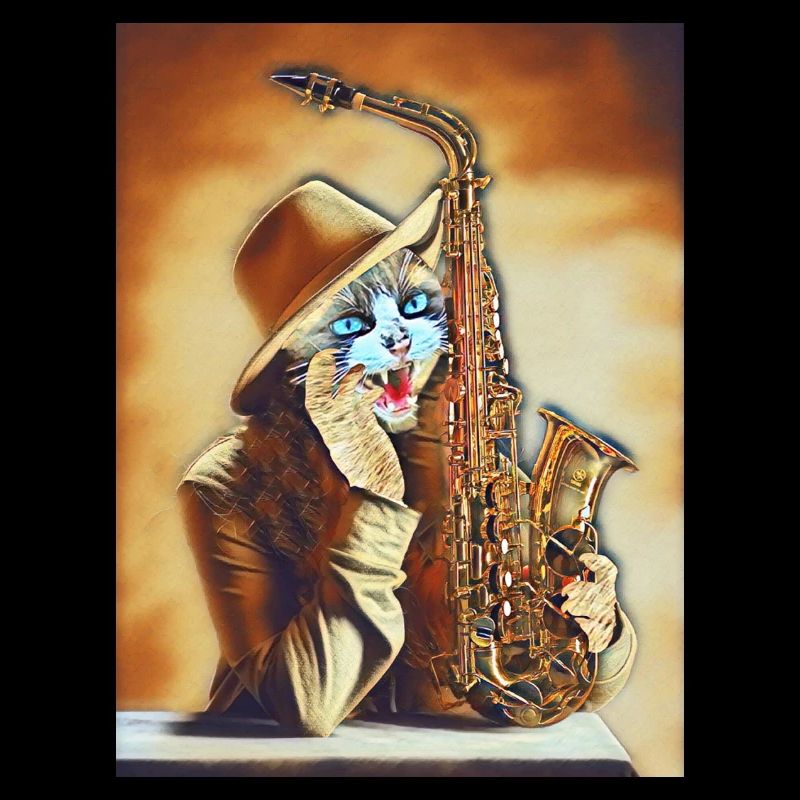 Cat Playing the Saxophone