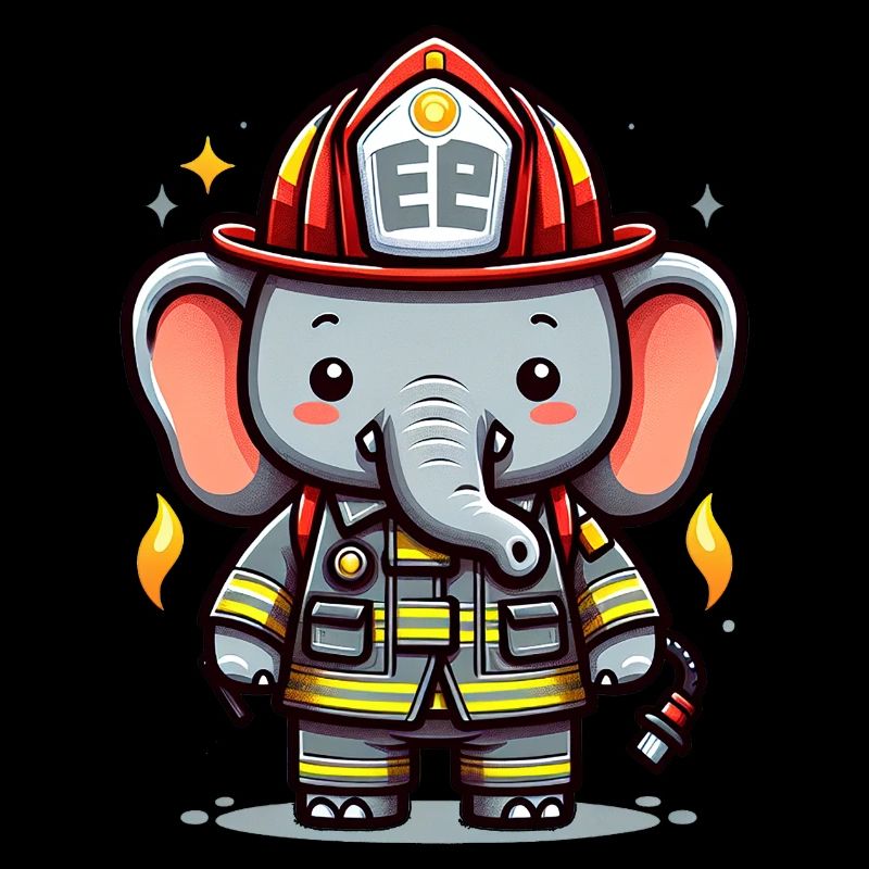 Pompier éléphant mignon
