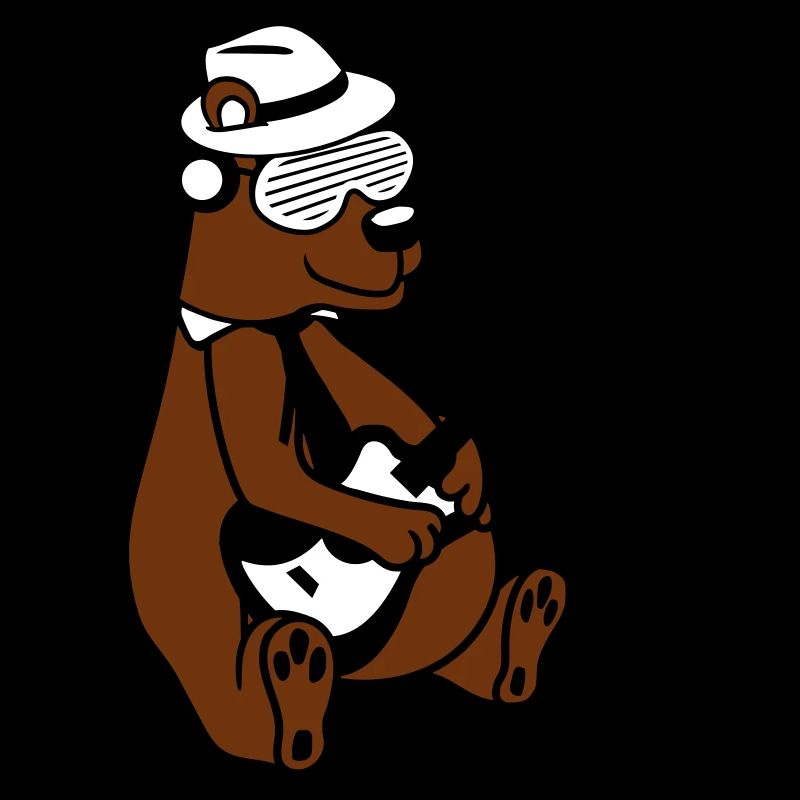 Sitzender Bär Braunbär Spielt Gitarre Gitarrist