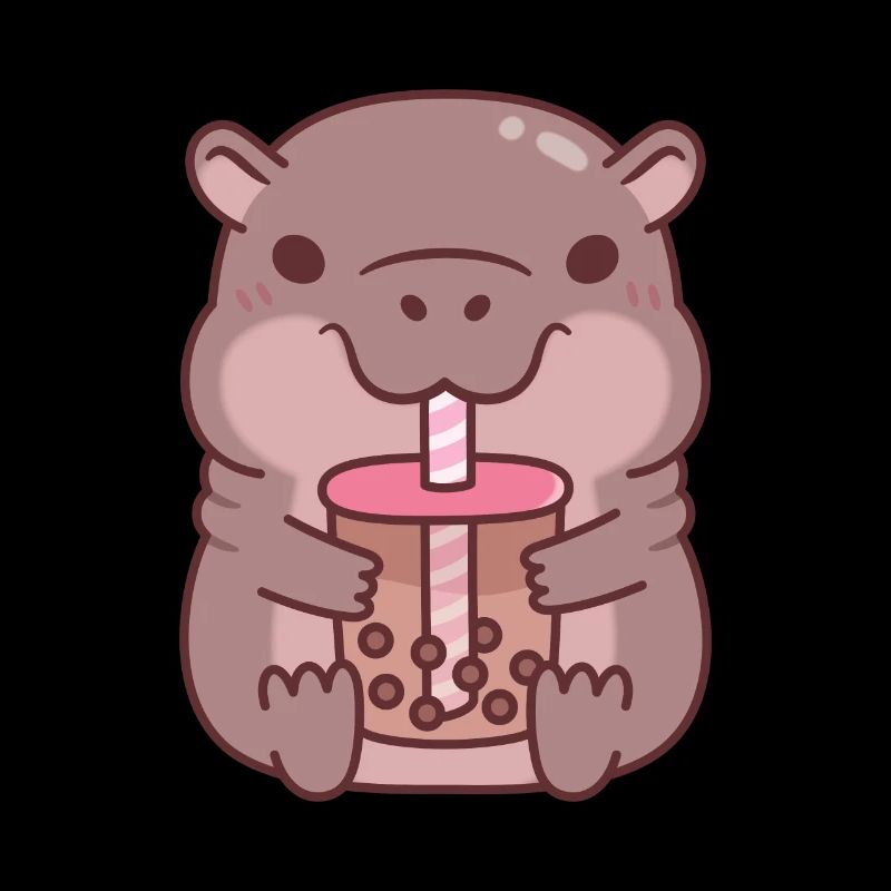 Süßes Nilpferd trinkt Bubble Tea