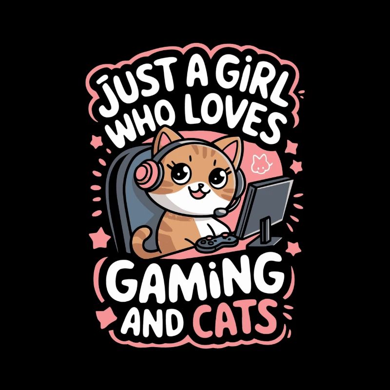 Gaming Computer Konsole Mädchen Katze