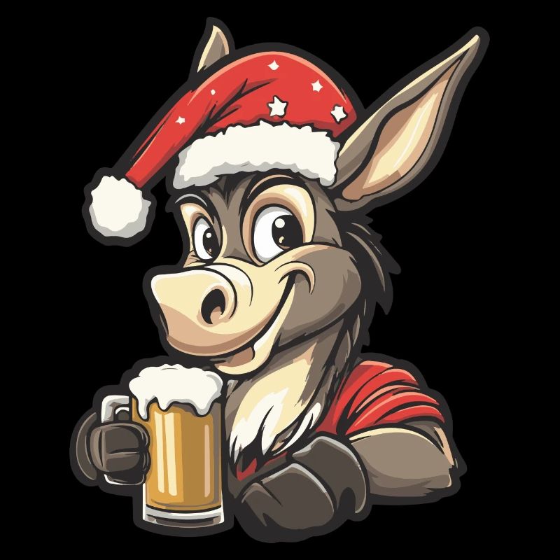 Esel Weihnachten Bier Lustig