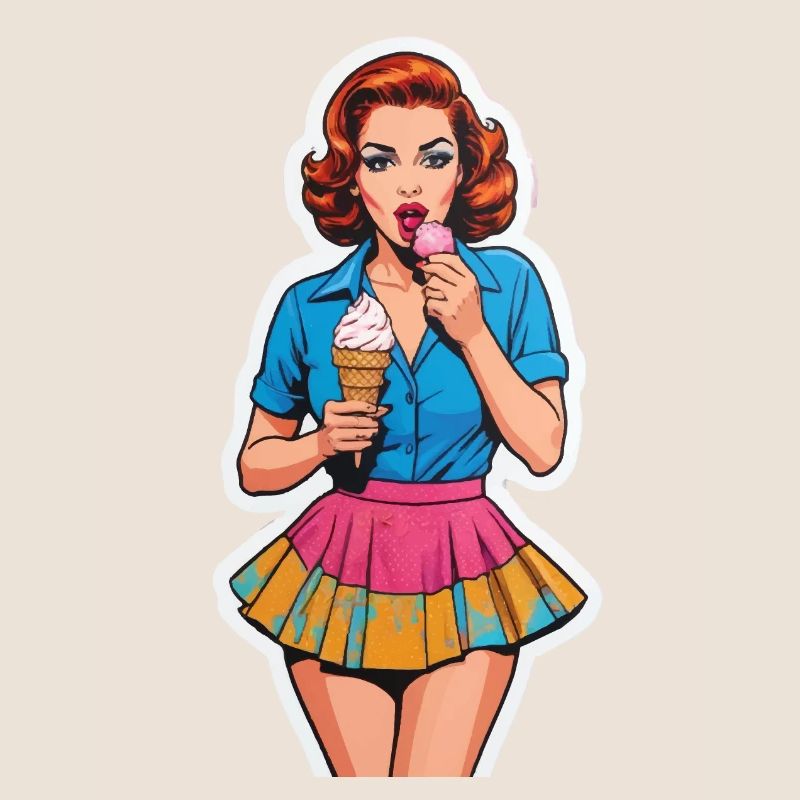 Retro Mädchen Eis essen
