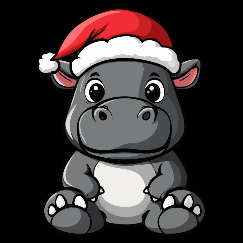 Hippopotame Noël mignon