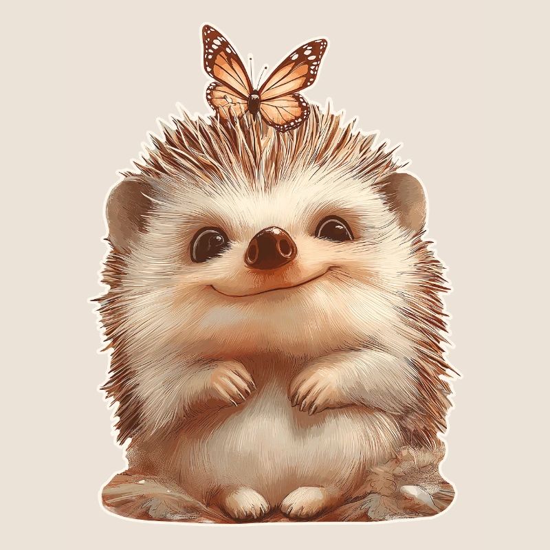 Hérisson avec papillon
