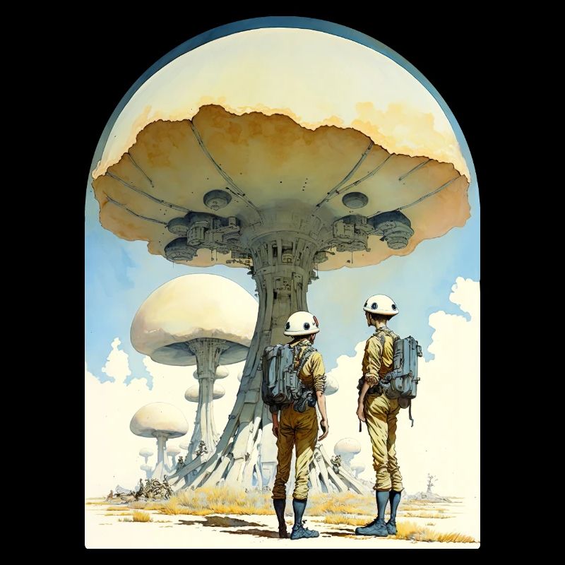 Mushroom Digital Space Art 70s