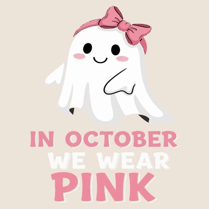 Whimsical Ghost October Pink Print