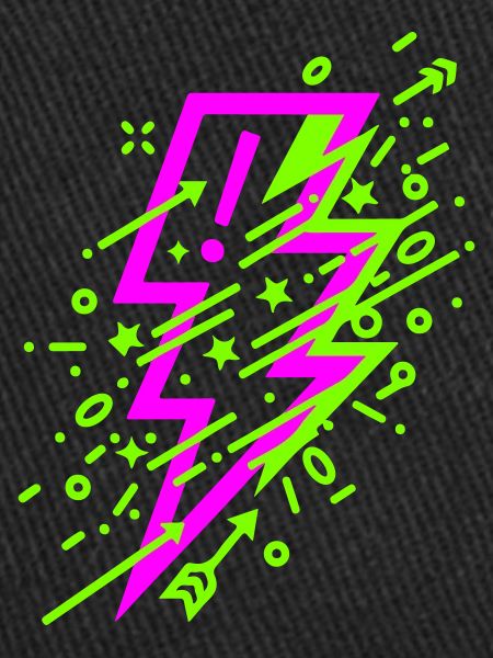Vibrant cosmic lightning in neon