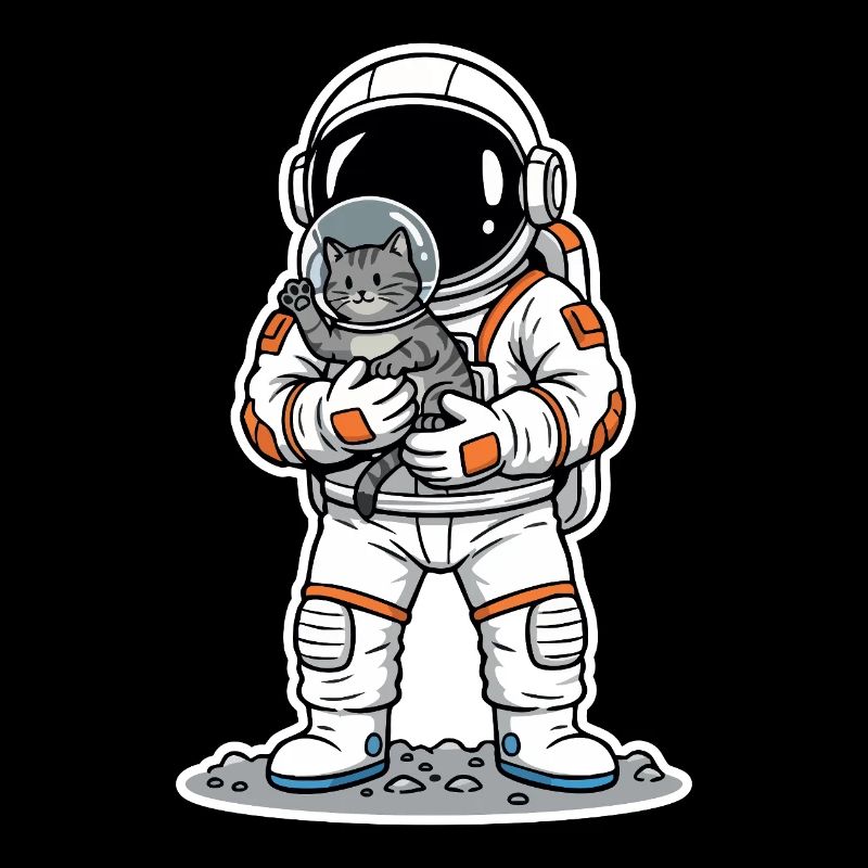 Chat Gris Astronaute Espace Câlin Mignon