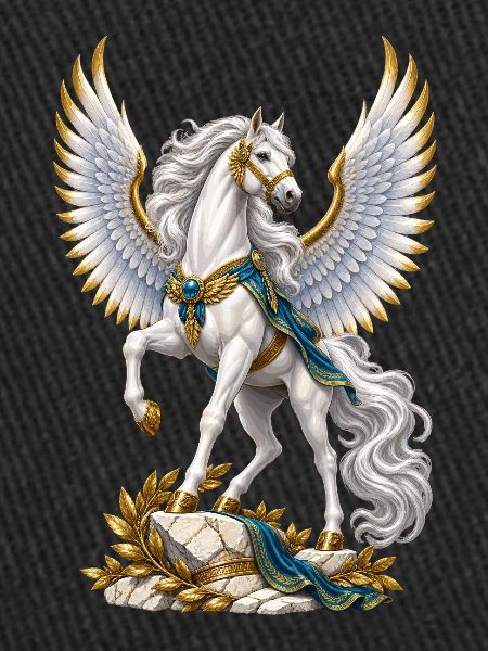 Pegasus mit goldener Szenerie