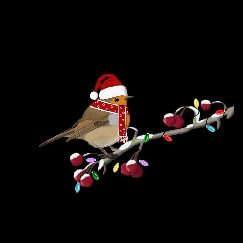 Rotkehlchen Vogel mit Lichterkette Gartenvogel