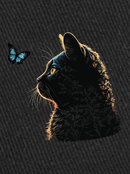 Chat et papillon bleu