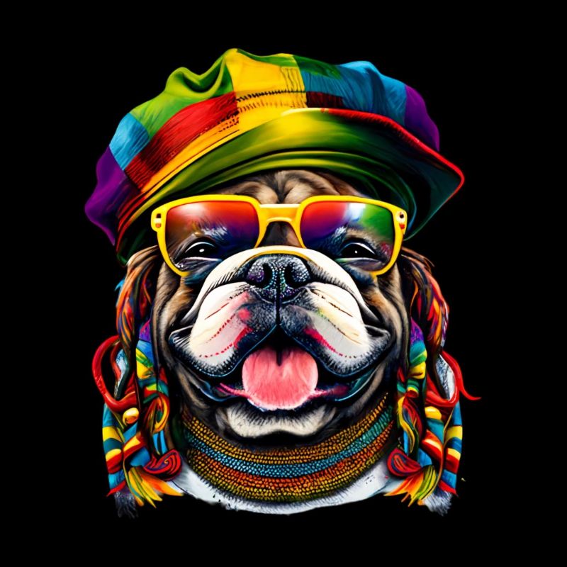 Bouledogue anglais Rasta Cool Coloré