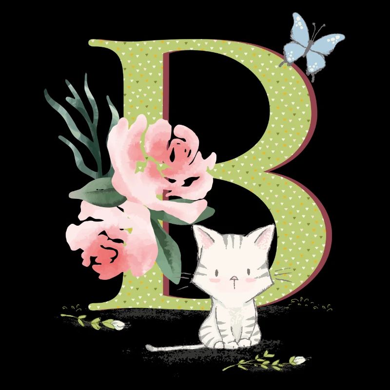 Initial letter B with cat