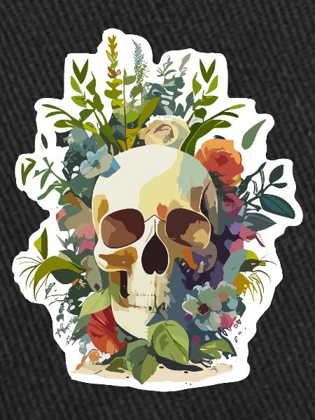 Human Skull & Flowers 12