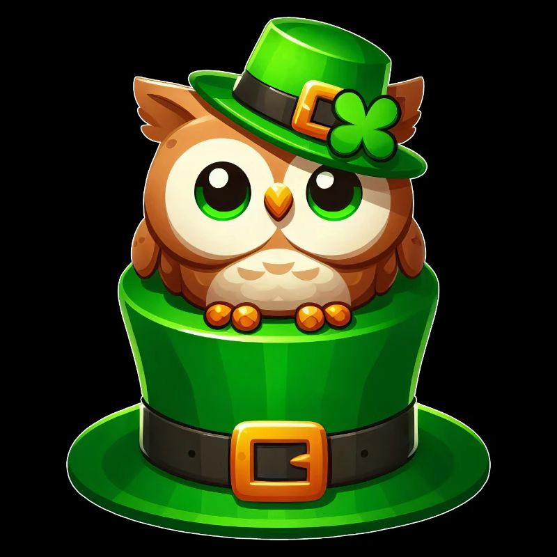 Mignon hibou de la Saint-Patrick avec chapeau haut de forme
