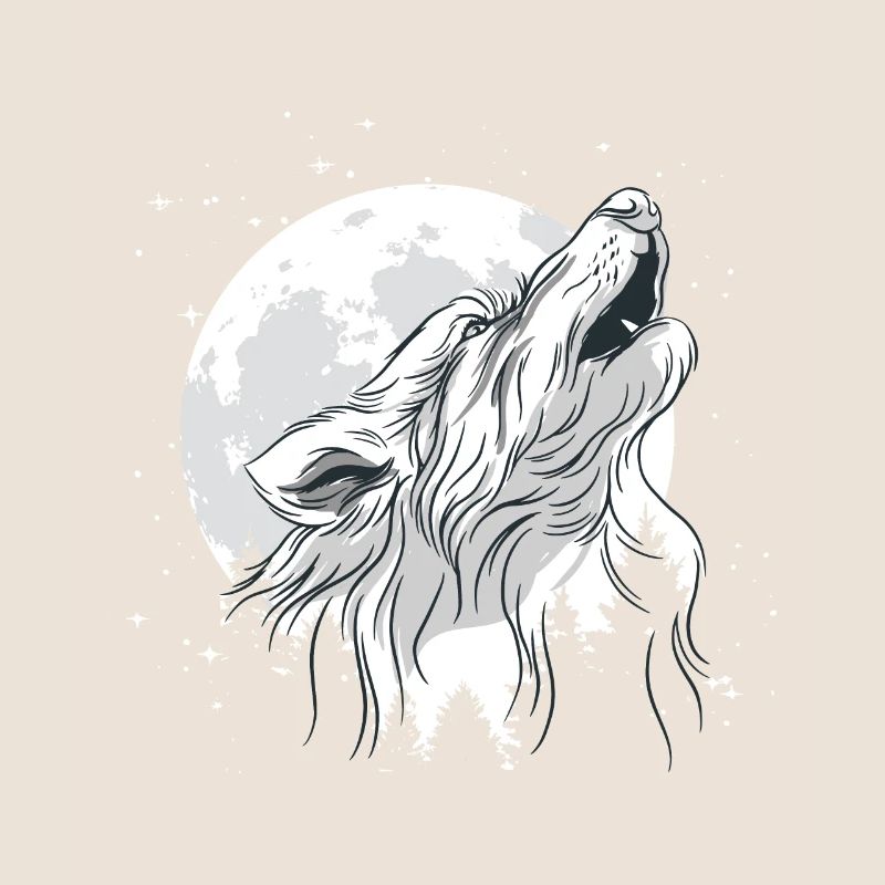 Mond mit einem Wolf