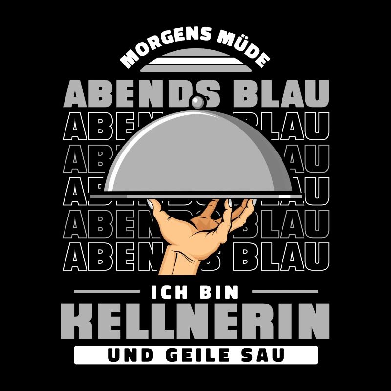 Kellner Kellnerin Morgens Müde Abends Blau