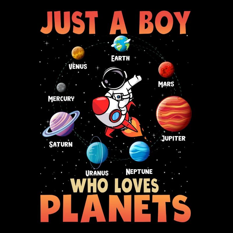 Nur ein Junge, der das Sonnensystem der Planeten liebt