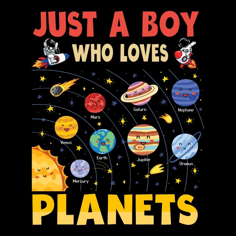 Nur ein Junge, der das Sonnensystem der Planeten liebt