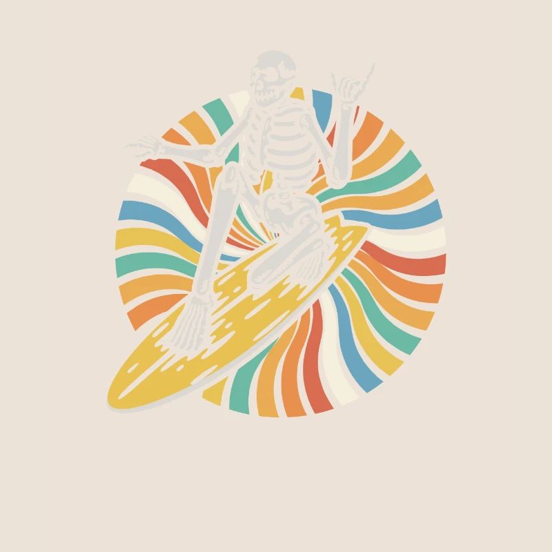 Surfer Surf Skeleton Retro Surfer Vintage Surf