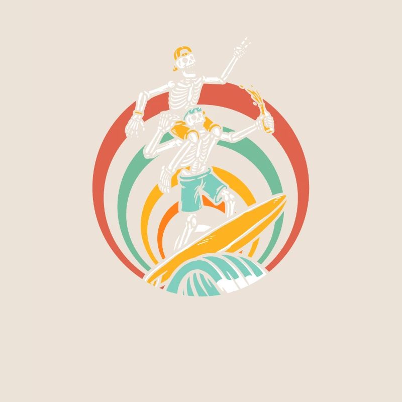Surfer Surf Skeleton Retro Surfer Vintage Surf