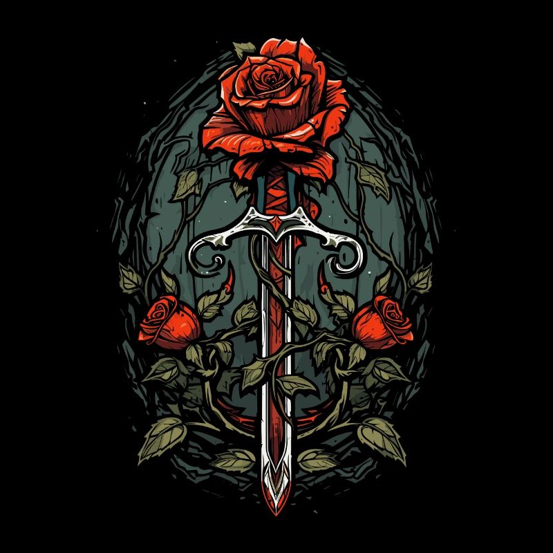 Épée Goth Rose rouge