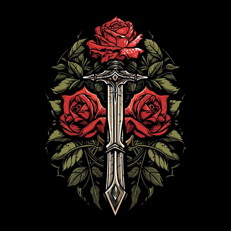 Épée Goth Rose rouge