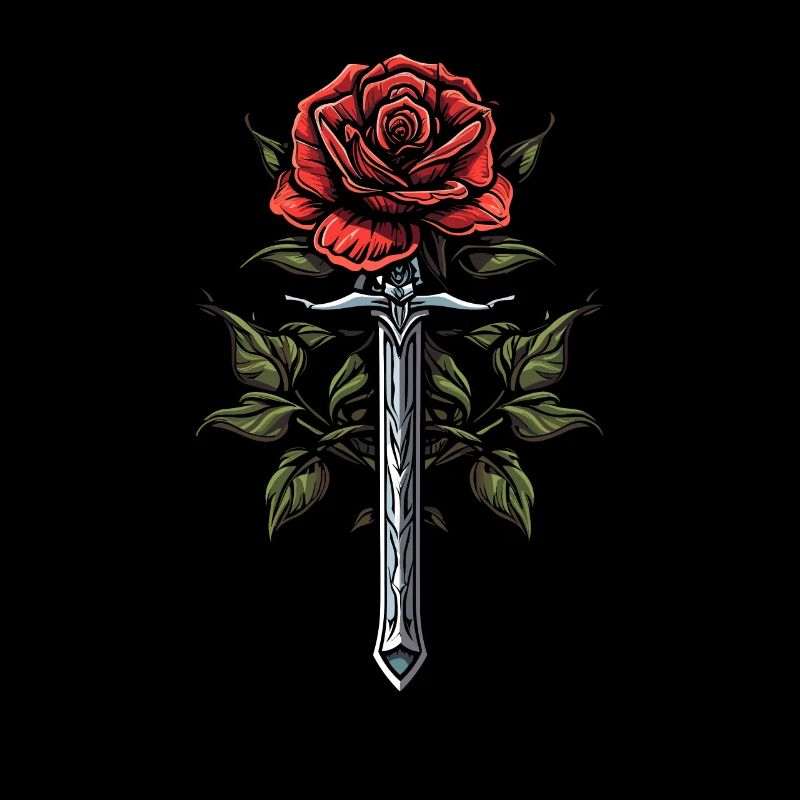 Épée Goth Rose rouge