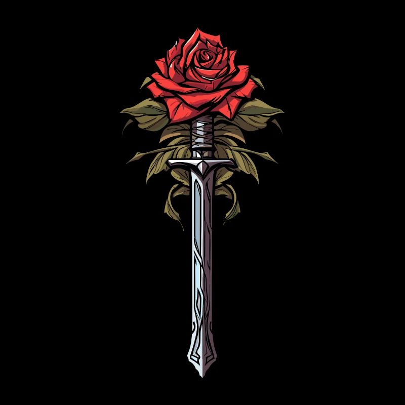 Épée Goth Rose rouge