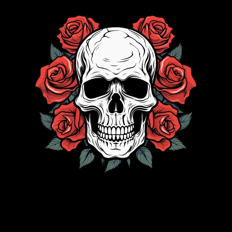 Crâne de Goth Rose rouge