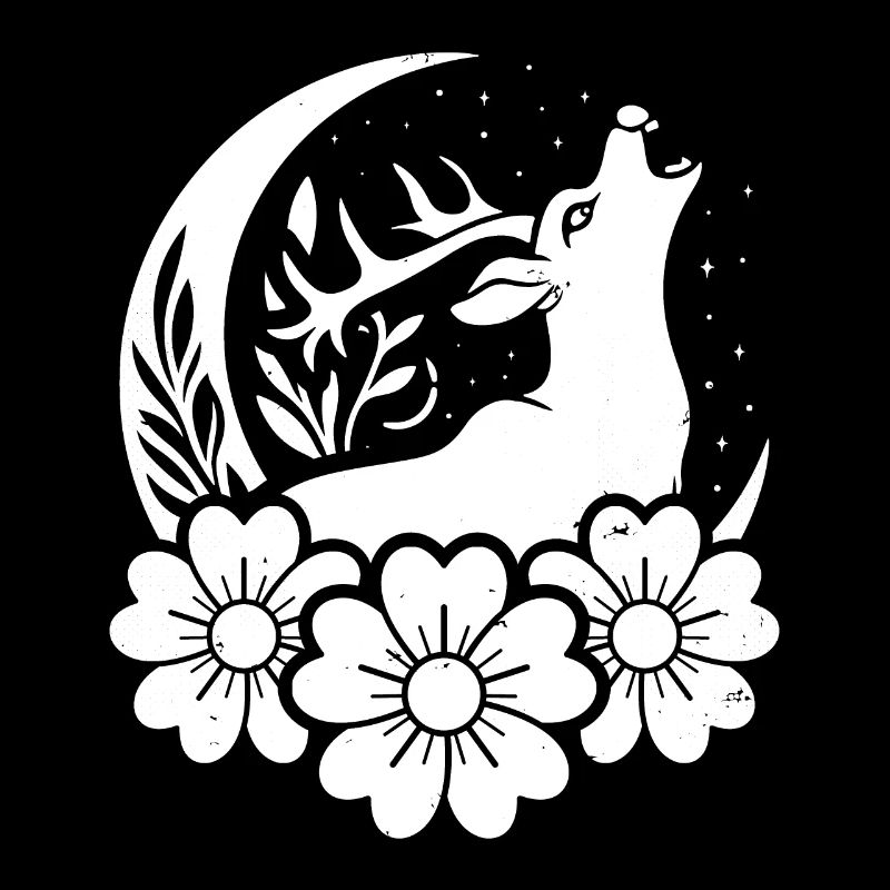 Cerf Wild Lune Florale