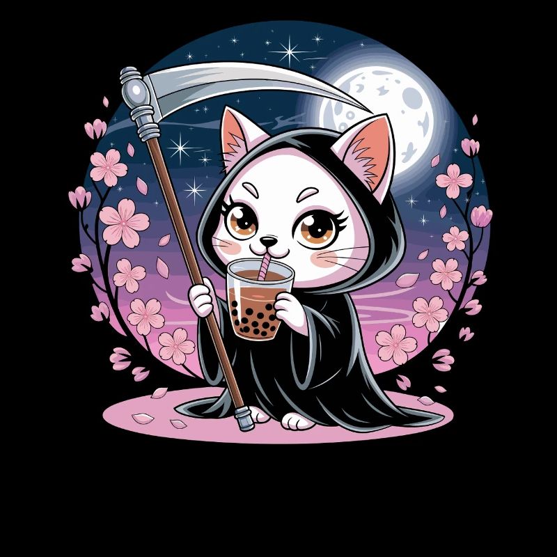 Sensenmann Anime Katze Kirschblüte