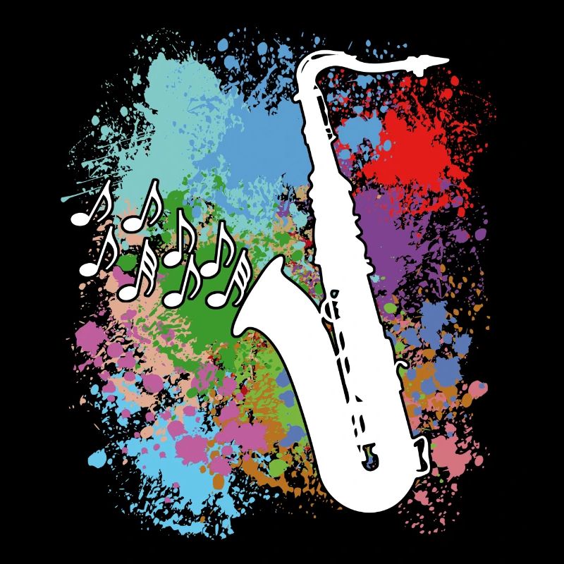 Saxophone sur les taches de peinture