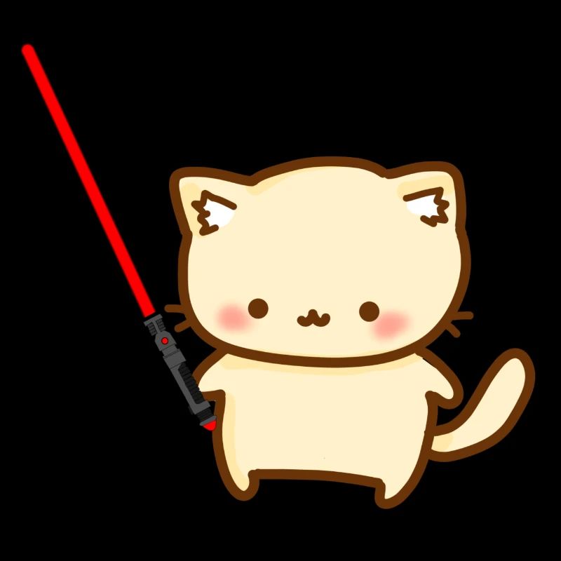 Chat mignon avec un sabre laser rouge